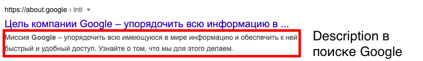 Description в результатах поиска