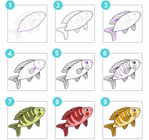 Малюнок рибки олівцем для дітей
